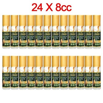Thai ginseng Green herb oil Relief Pain Dizziness 24 bottles x 8cc.