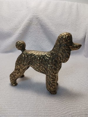 Vintage Brass Poodle Sculpture 6.5 T X 7 L  Mid Century Dog