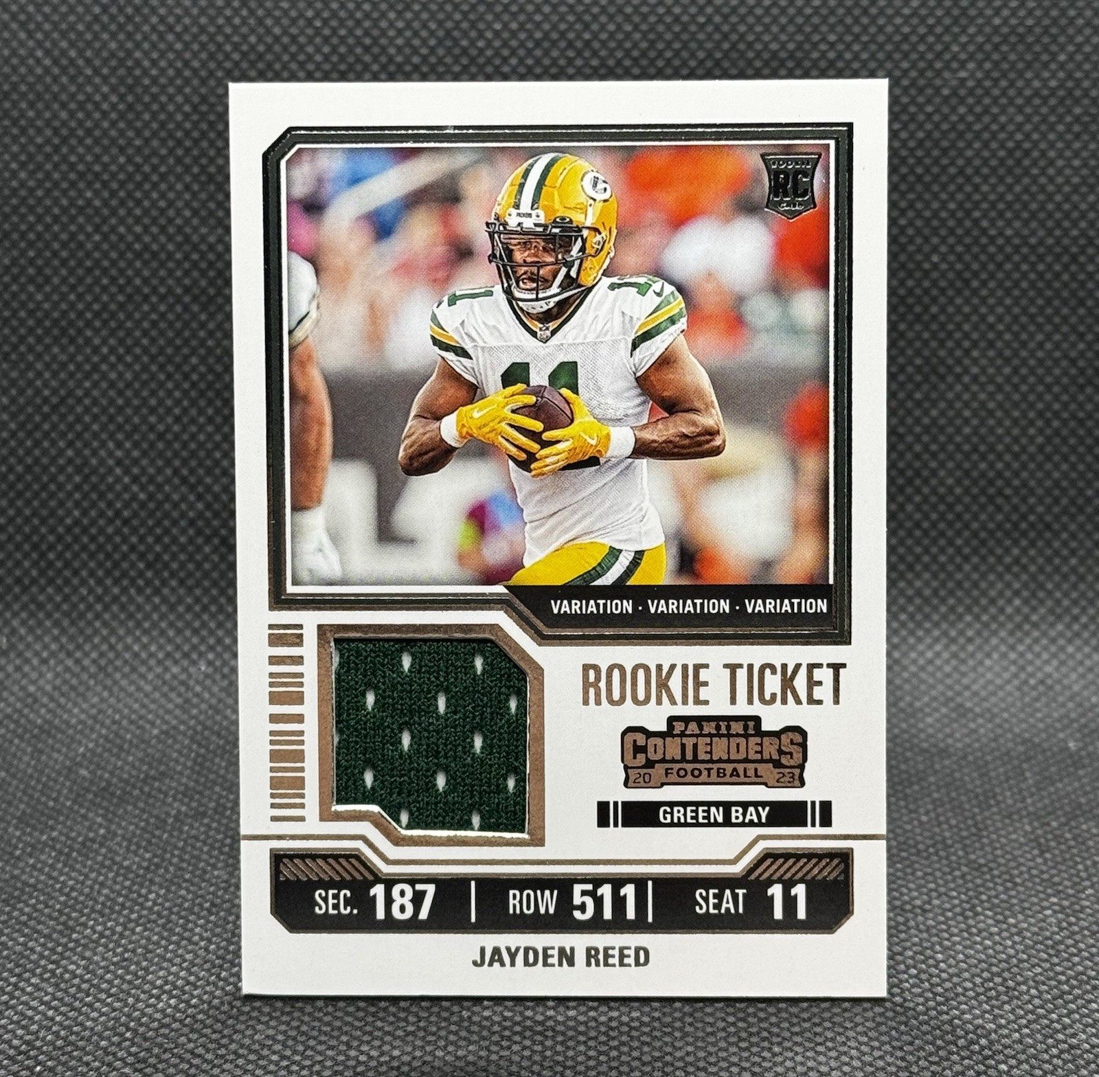 Jayden Reed Panini Contenders Rookie Ticket Swatches #TS18V Variation