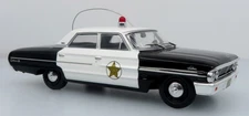 1964 Ford Galaxie 500 Police Car: Mayberry Sheriff (White/Black) 1:43 Diecast