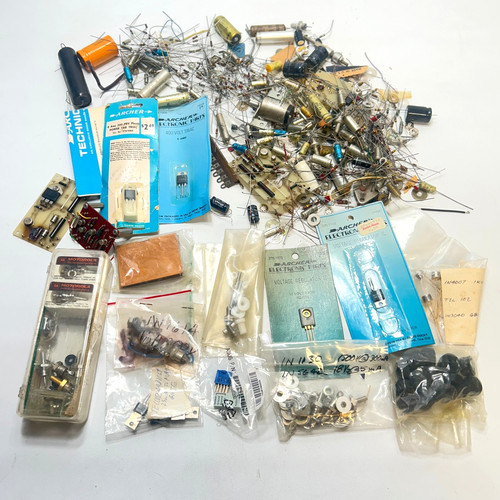 Vintage Electronic Components Lot Resistors Capacitors Solid-State Mixed Parts