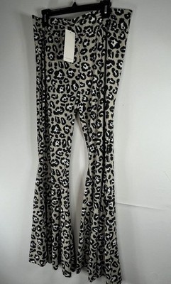 Crazy Train NWT 3x Bell Bottoms Leopard Flare Retro Boutique 2Fly
