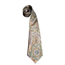 Olive Green Multi Colors Paisley Design Men's Necktie EUC Length 58' W3.5 489C