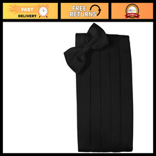 Elegant Black Silk Cummerbund  Bow Tie Set for Formal Events, Weddings, Parties