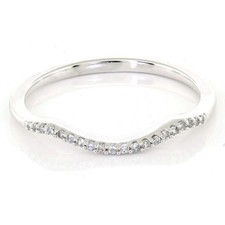 10k White Gold Ladies 1/10ct Contour Diamond Wedding Anniversary Band Ring