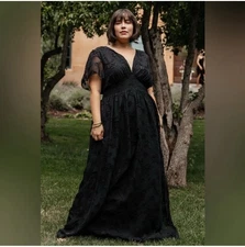 Baltic Born NWT Evelyn Smocked Black long maxi dress Size 1X