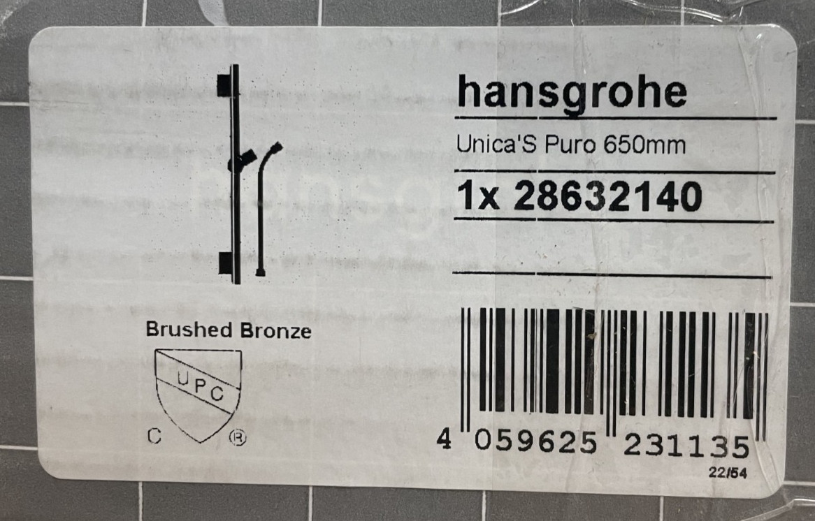 Hansgrohe 28632140 Unica 24" Shower Slide Bar - Brushed Bronze *MISSING PARTS*