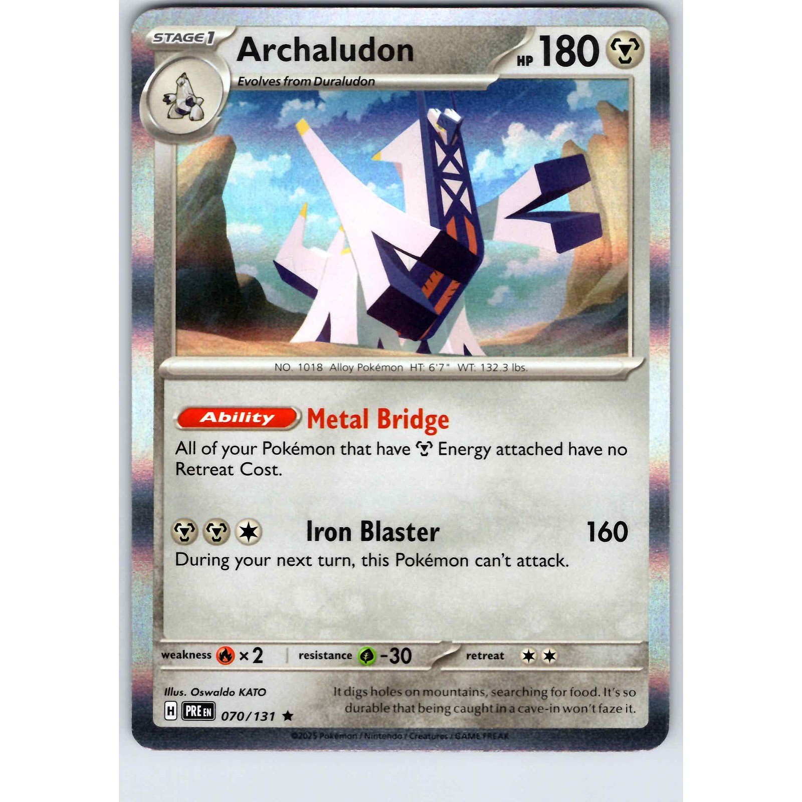 Archaludon 70/131 Prismatic Evolutions Pokemon Card Rare Holo NM TCG singles