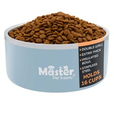 Stainless Steel XL Double Wall Dog Bowl with Anti Skid Base - Glacier Blue