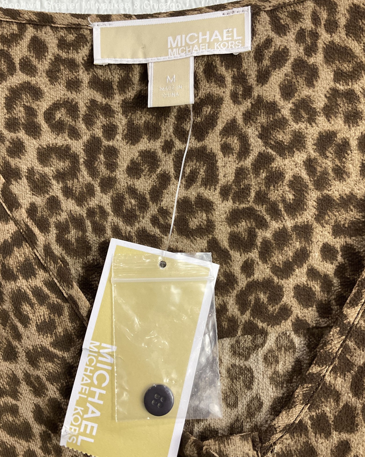 NWT Michael Kors Women's Brown Cheetah Print Short Sleeve Dress Size Medium thumbnail 3