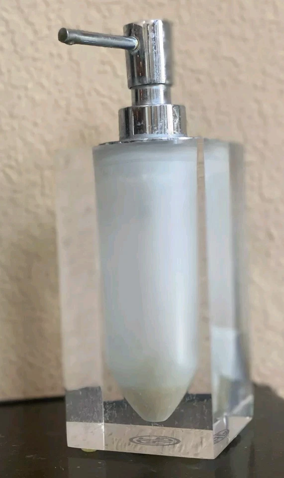 Jonathan Adler Hollywood Soap Dispenser Clear Acrylic Chrome Pump Cube  - Image 2 of 4
