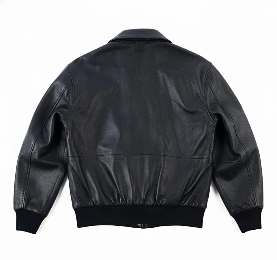 男式 A-2 飞行员空军飞行员皮革夹克飞行员 A2 飞行轰炸机夹克 — 第 3/4 张图片