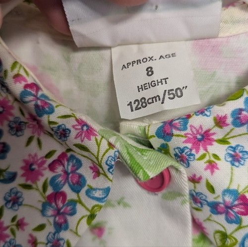 Vintage Floral Drop Waist Dress Peter Pan Collar 8 Girls Cottage Kawaii Dainty - Picture 12 of 12