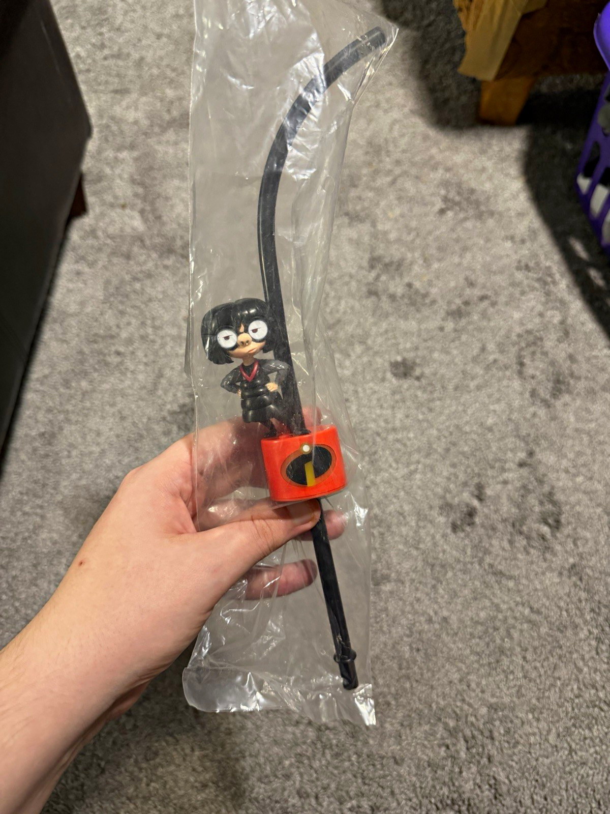 Disney Parks The Incredibles Edna Mode Cup Straw Figure Topper LIGHT UP SEALED