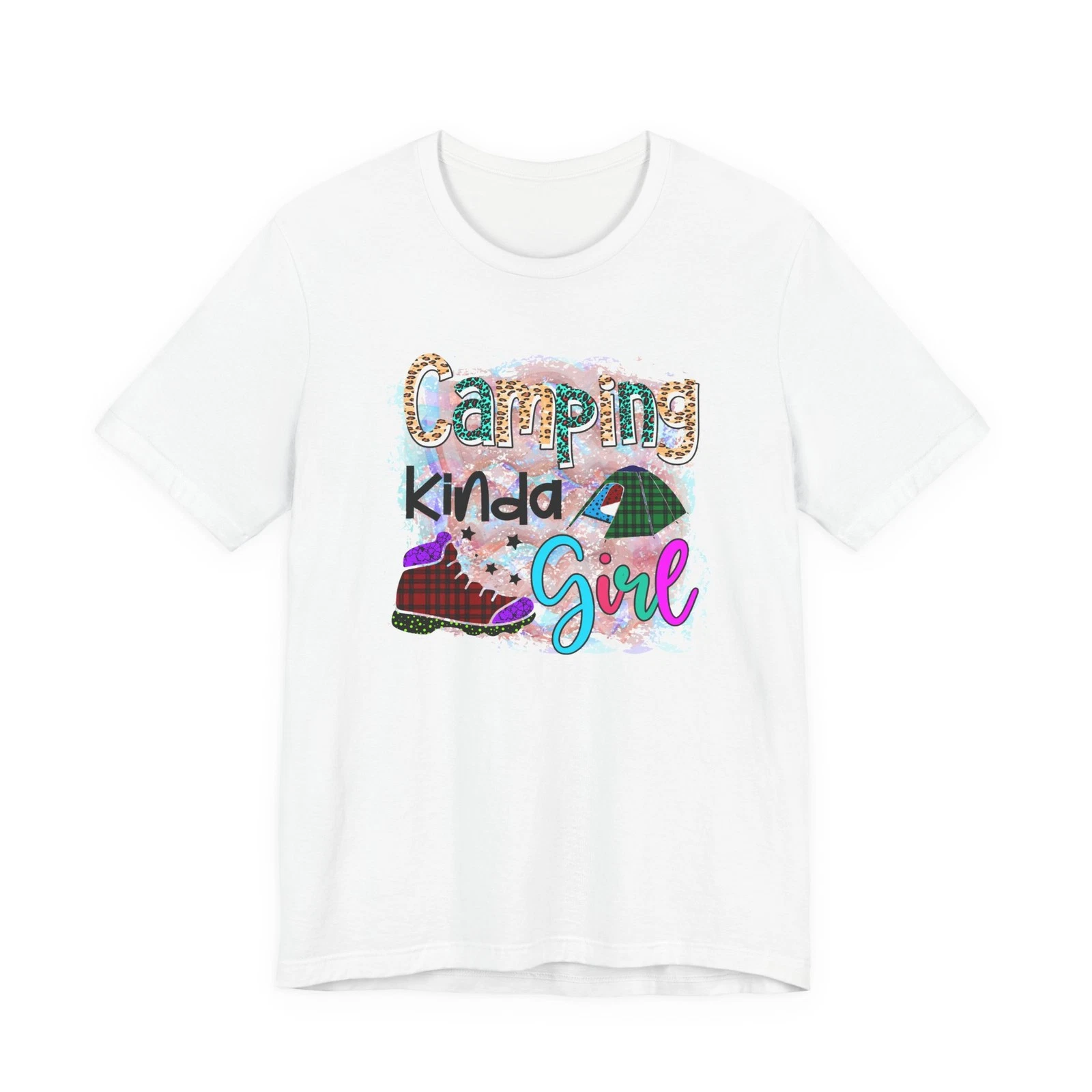 Camping Kinda Girl T-Shirt | Tent, Boots, Plaid Outdoor Design