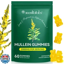 NIFEISHI Mullein Gummies for Lungs, 2000mg Mullein Leaf Extract for Respirato