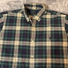 Polo Ralph Lauren Mens XL Classic Fit Green Plaid L/S Button Down Shirt Cotton