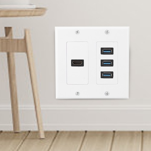 3USB3.0 Port + Port Wall Plate US Standard Information Panel For Home CS - Picture 7 of 12