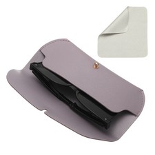 7.1" x 1.2" x 2.9" Leather Eyeglass Cases with Cleaning Cloth Purple 