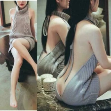 Sweaters Virgin Sleeveless Pullover Cosplay Turtleneck Backless Killer Sexy Girl