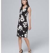 WHBM floral ruched faux wrap sheath dress