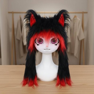 Fursuit-Kopfmaske niedlich Tier-Vollkopfmaske flauschig für Furries, Cosplayer
