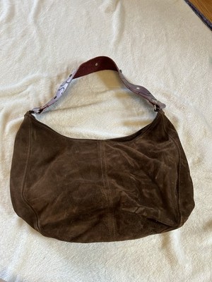 Brown Suede Katie Kalsi Handbag With Hand Painted Leather Strap