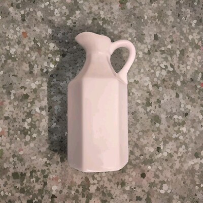 Xcell Hexagonal White Stoneware Collectible Oil/Vinegar Cruet  Small 5.25''