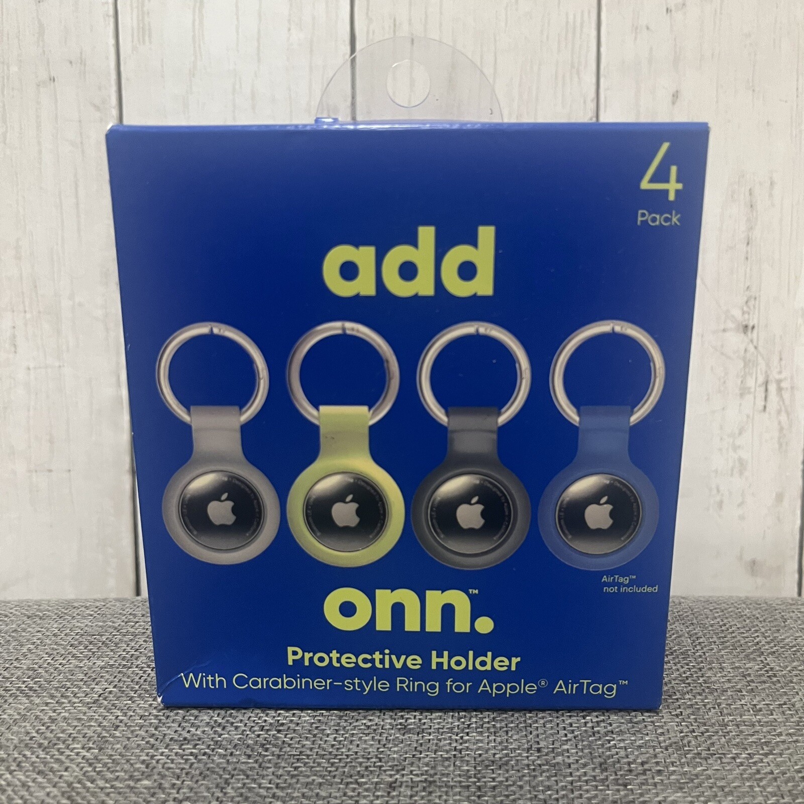Onn Protective Holder with Carabiner Ring for Apple AirTag 4-Pack