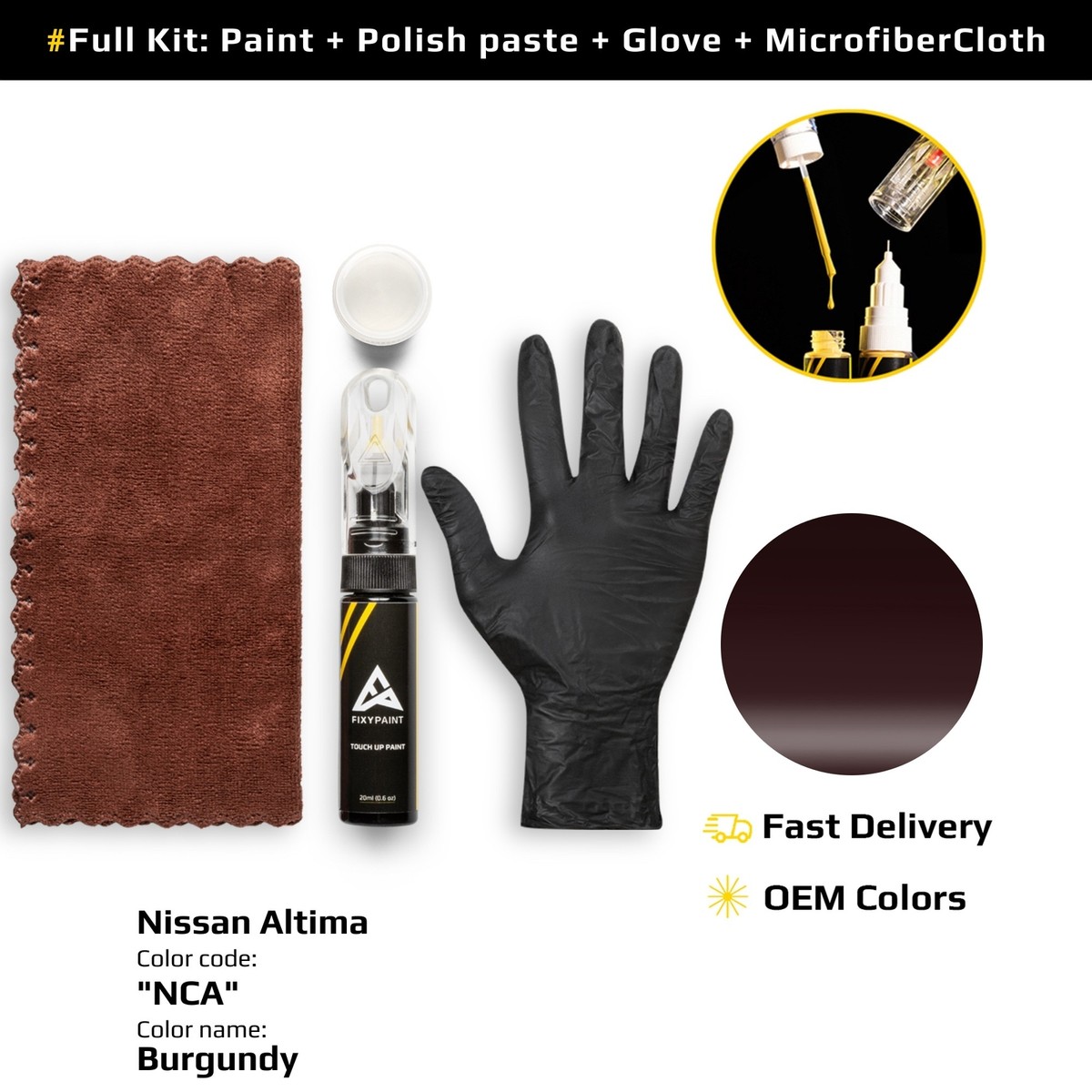 y.tomo様 カラーテスト Touch up Paint for Nissan Altima Code: NCA Burgundy Exact Color