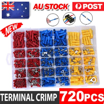 720PCS Assorted Crimp Terminals Electrical Wire Connector Spade Auto Car Kit Set - image 1 of 4