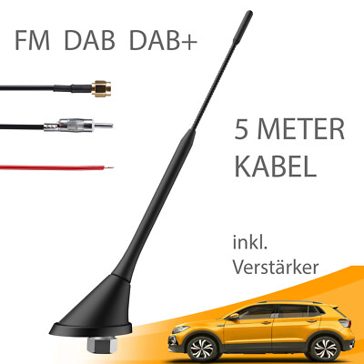  DAB Antenne FM Dachantenne DAB+ Autoantenne Verstärker SMA DIN Stecker Kombi  