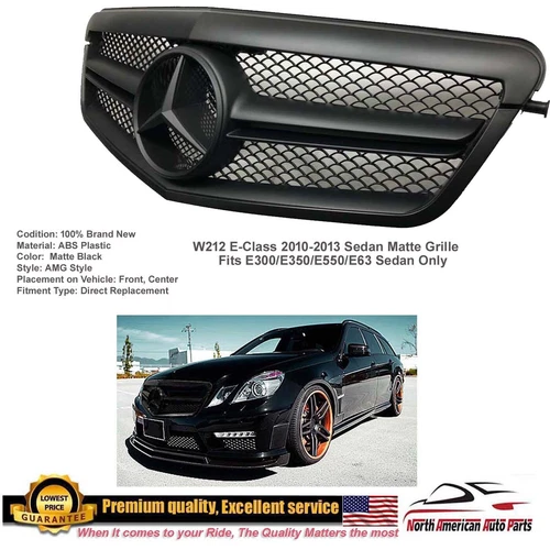 E63 E-Class Grille Matte Black E350 E300 E550 2010 2011 2012 2013 Sedan Star New