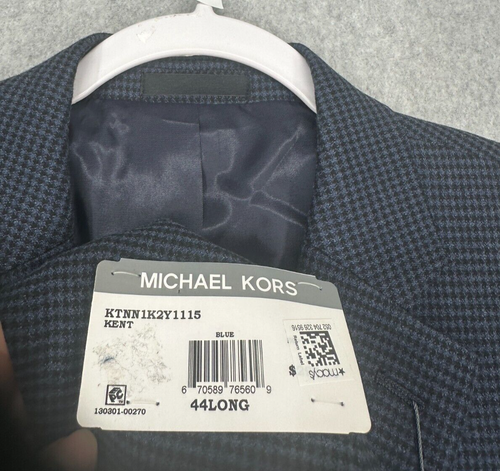 MICHAEL KORS Sport Coat Mens Size 44L Blue Check Classic Fit Jacket NWT $295 - Picture 5 of 7