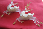 Lot of 2 FLYING ANTLER REINDEER Clear & Gold with Glitter Accent Xmas Ornaments — photo 4