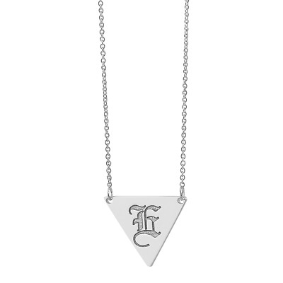 Solid 14k White Gold Tiny Triangle Monogrammed Initial Disc Charm