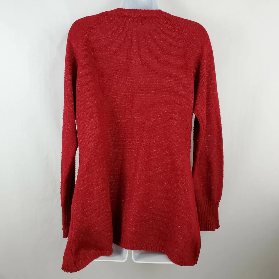 Daisy Fuentes 女式红色长袖针织假日毛衣 L 码 — 第 2/4 张图片