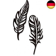 2 Stück Feder Metall Wanddeko, Schwarzer Wandbehang Moderne Wanddekoration