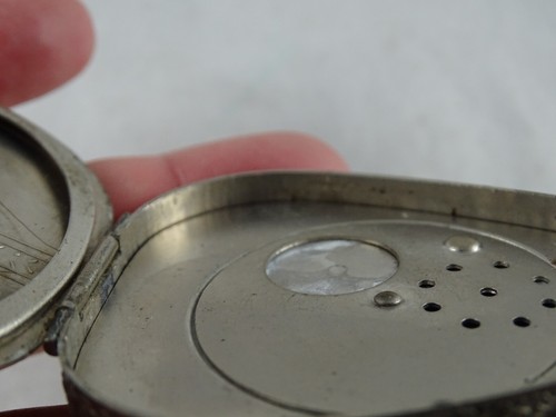 Antique Rare Art Deco Silver Compact Guilloche Enamel Beautiful Etched Design - Picture 13 of 17