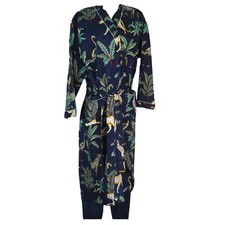 Kimono Style Handmade Fine Cotton Sleeve Sash 2 Pockets Woman L - XL Dark Blue