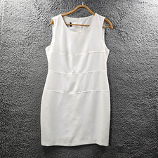 Vintage Rockmans Pencil Dress Size 14 White Crepe Sleeveless