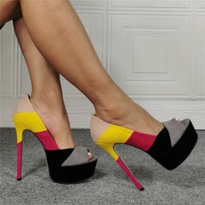 Mujeres Tacón Alto Puntera Abierta Zapatos Taco aguja Zapatos Sin Cordones  Mocasín Plataforma Bombas Zapatos de la Sandalia Nuevo | eBay