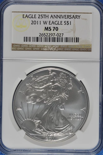 2011 W Burnished 1 OZ Silver American Eagle NGC MS 70 25th Anniversary 