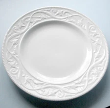 Gorham Bavaro White 12" Round Platter/Chop Plate Embossed Scroll New No Box