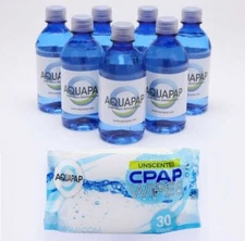 AQUAPAP Distilled CPAP Water 7Pk 12 Oz Bottles Wipes (30 Count)