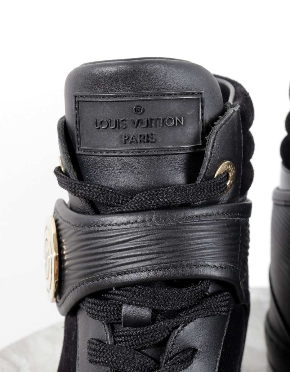 Women's Louis Vuitton Leather Black High Top Wedge Sneakers Women's Louis Vuitton Leather Black High Top Wedge Sneakers