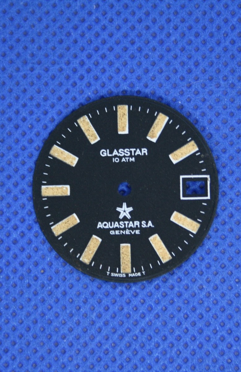Cadran De Montre De Plongée Aquastar Glasstar - Suisse 1970 - Neuf 10 ATM