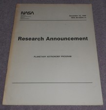 NASA Research Announcement Planetary Astronomy Program Dec 1988 Booklet