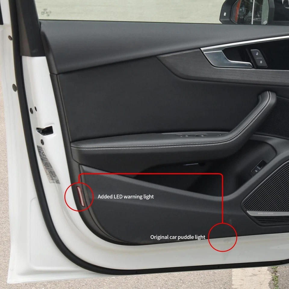 8X Luces de cortesía LED rojas de advertencia de charco de puerta para Audi A3 A4 A6 A7 A8 Q5 Q7 Q8 Foto 3 de 4