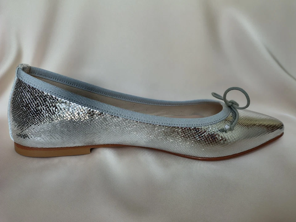 Scarpe argento effetto serpente vipera basse ballerine vera pelle Italia - Immagine 3 di 4